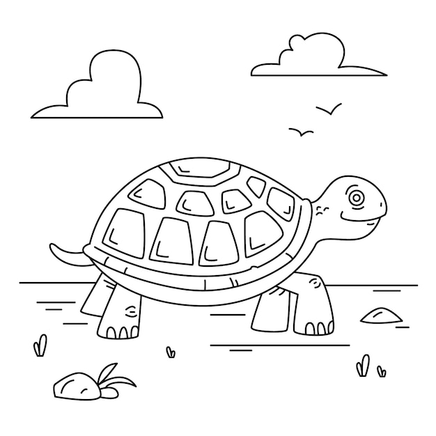 Illustrazione del profilo della tartaruga disegnata a mano