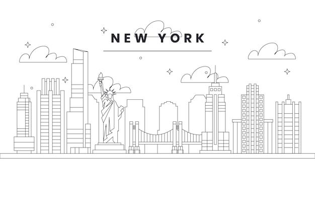 Illustrazione del profilo di New York disegnata a mano