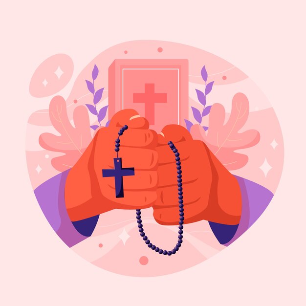 Illustrazione del rosario disegnata a mano