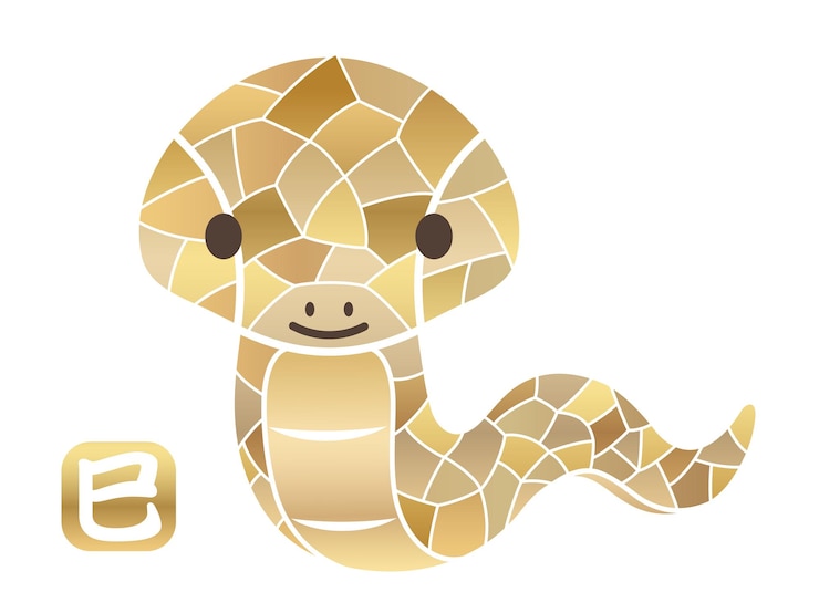 Vettore gratuito illustrazione del simbolo vettoriale dell'anno del serpente con timbro zodiacale traduzione kanji il serpente