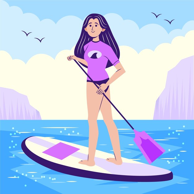 Illustrazione del sup design piatto disegnato a mano