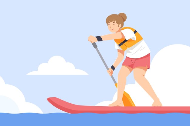 Illustrazione del sup design piatto disegnato a mano