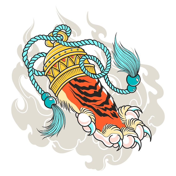 Vettore gratuito illustrazione del tatuaggio in stile asiatico disegnata a mano