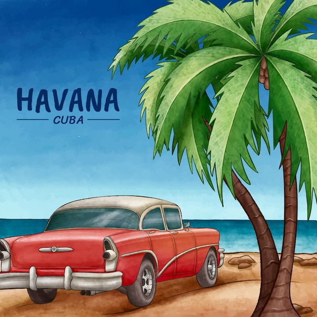 Illustrazione dell'acquerello di Cuba