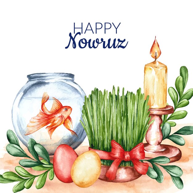 Illustrazione dell'acquerello felice nowruz