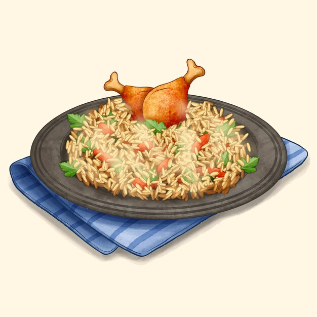 Illustrazione dell'acquerello pilaf