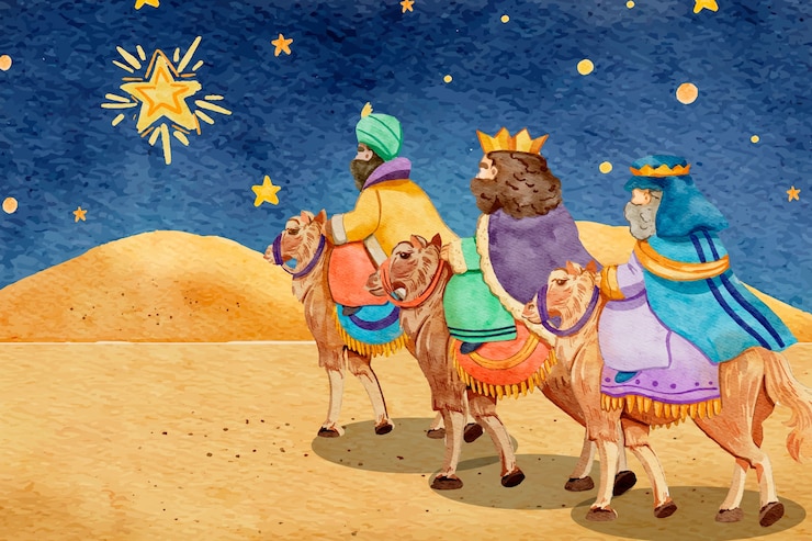 Vettore gratuito illustrazione dell'acquerello reyes magos