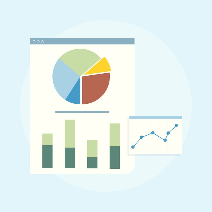 Vettore gratuito illustrazione dell&#39;analisi del grafico commerciale