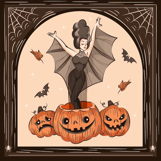 Illustrazione dell'annata di halloween disegnata a mano
