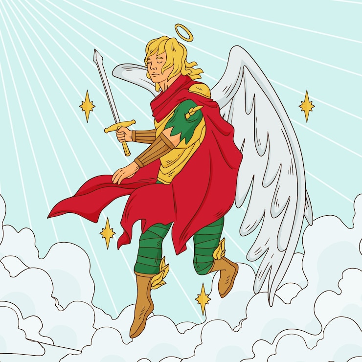 Vettore gratuito illustrazione dell'arcangelo disegnata a mano