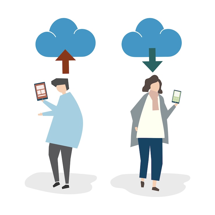 Vettore gratuito illustrazione dell'avatar della connessione della nuvola
