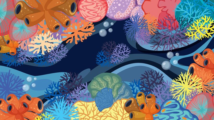 Vettore gratuito illustrazione dell'ecosistema vibrante delle barriere coralline