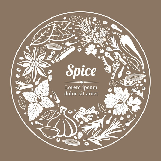 Illustrazione dell'etichetta dell'ingrediente organico naturale della pianta della spezia