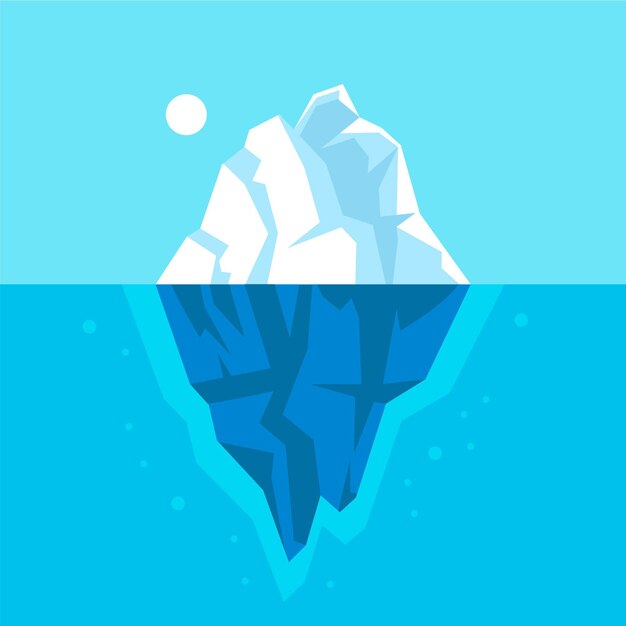 Illustrazione dell'iceberg nell'oceano