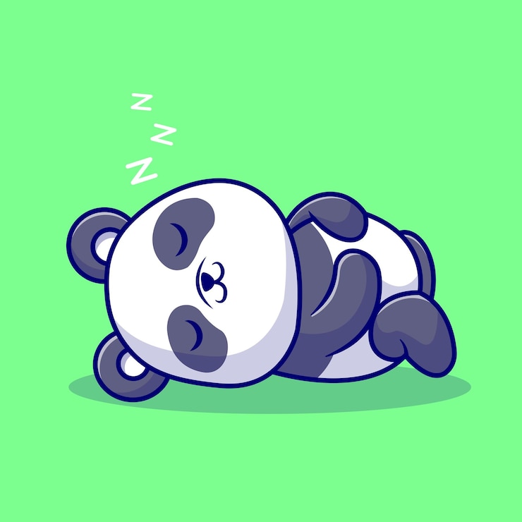 Vettore gratuito illustrazione dell'icona di vettore del fumetto del panda sveglio che dorme concetto dell'icona della natura animale isolato premium