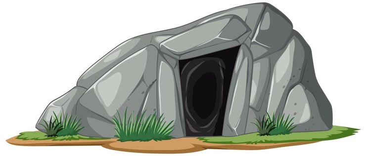 Vettore gratuito illustrazione dell'ingresso della grotta rocciosa
