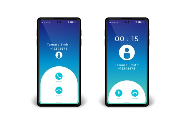 Illustrazione dell'interfaccia della schermata della chiamata telefonica gradiente