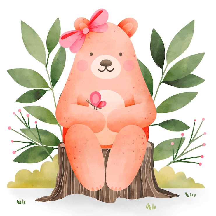Vettore gratuito illustrazione dell'orso femminile dell'acquerello