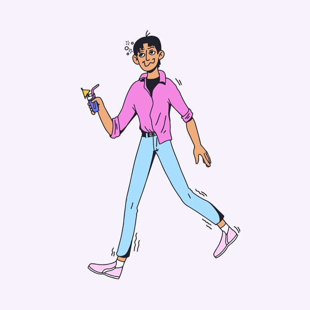 Illustrazione dell'uomo ubriaco disegnato a mano