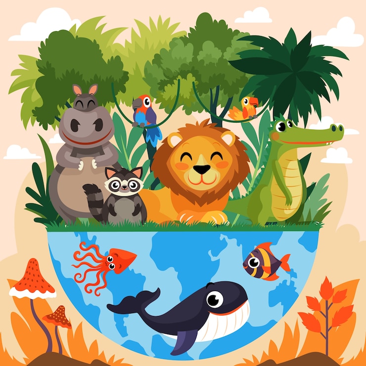 Vettore gratuito illustrazione della biodiversità disegnata a mano