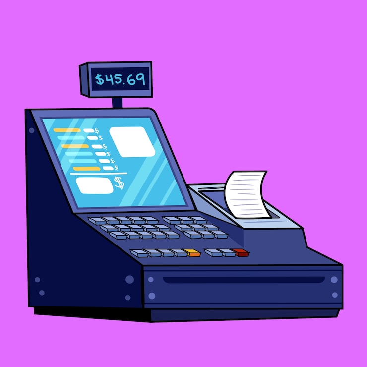Vettore gratuito illustrazione della cassa registrata disegnata a mano