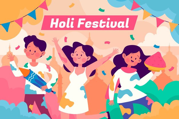 Illustrazione della celebrazione della festa di Holi