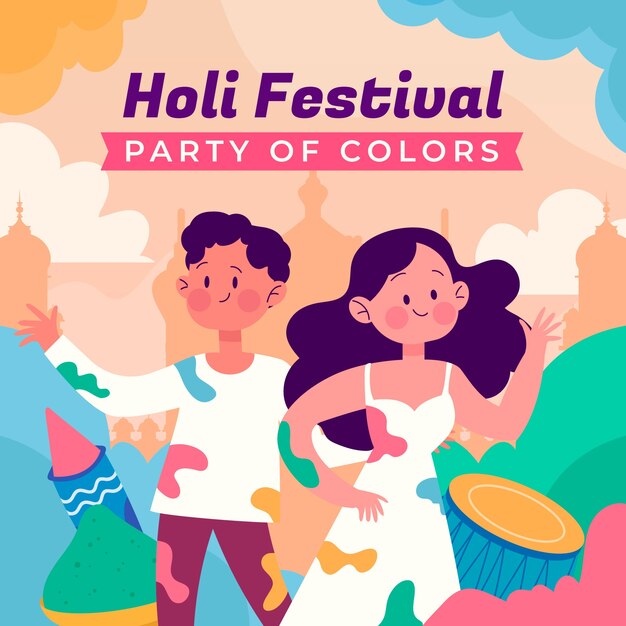Illustrazione della celebrazione della festa di Holi