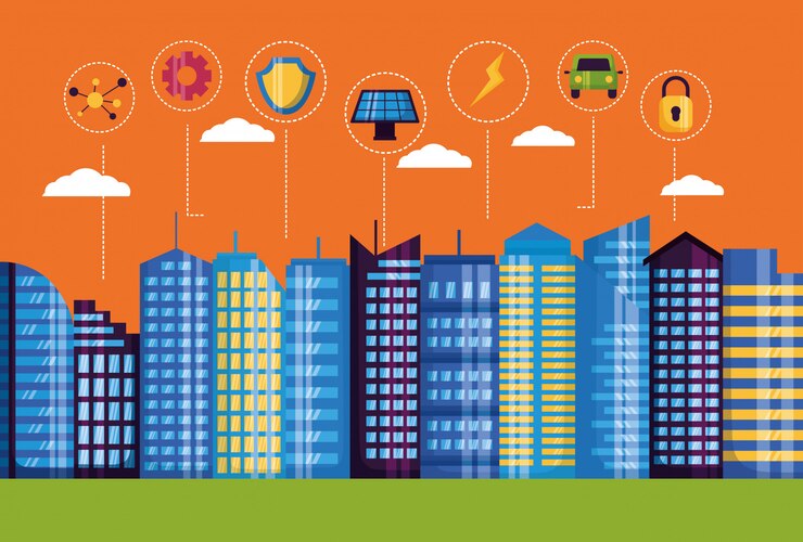 Vettore gratuito illustrazione della città intelligente