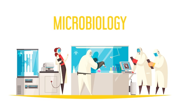 Vettore gratuito illustrazione della composizione nel laboratorio di microbiologia