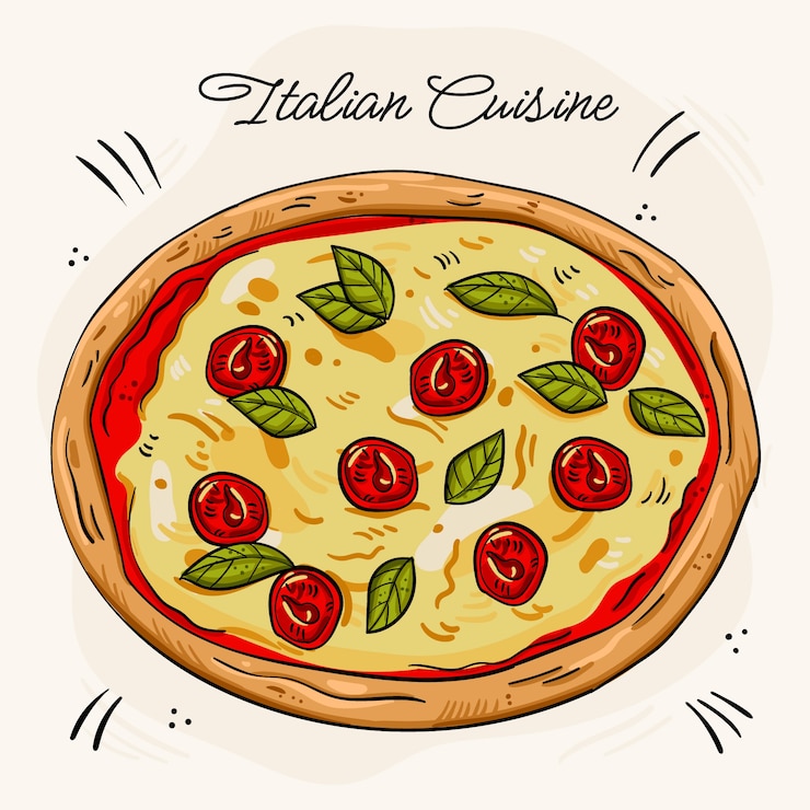 Vettore gratuito illustrazione della cucina italiana disegnata a mano