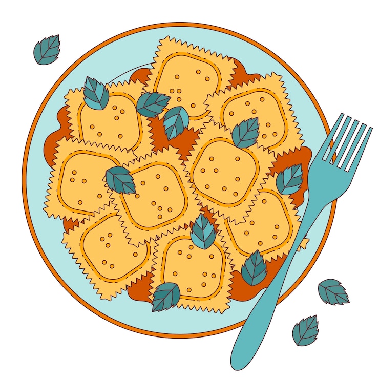 Vettore gratuito illustrazione della cucina italiana disegnata a mano