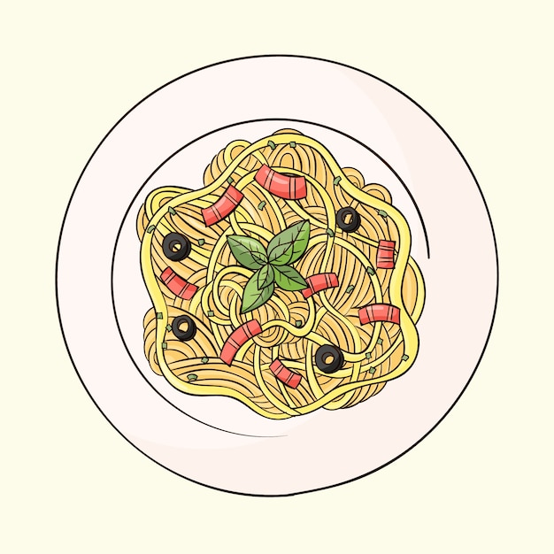 Illustrazione della cucina italiana disegnata a mano