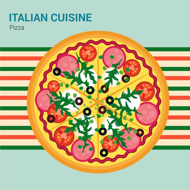 Illustrazione della cucina italiana disegnata a mano