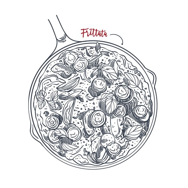 Illustrazione della cucina italiana disegnata a mano