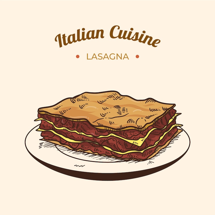 Vettore gratuito illustrazione della cucina italiana disegnata a mano
