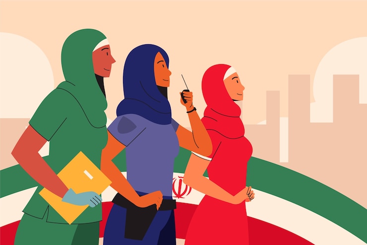 Vettore gratuito illustrazione della donna iraniana disegnata a mano