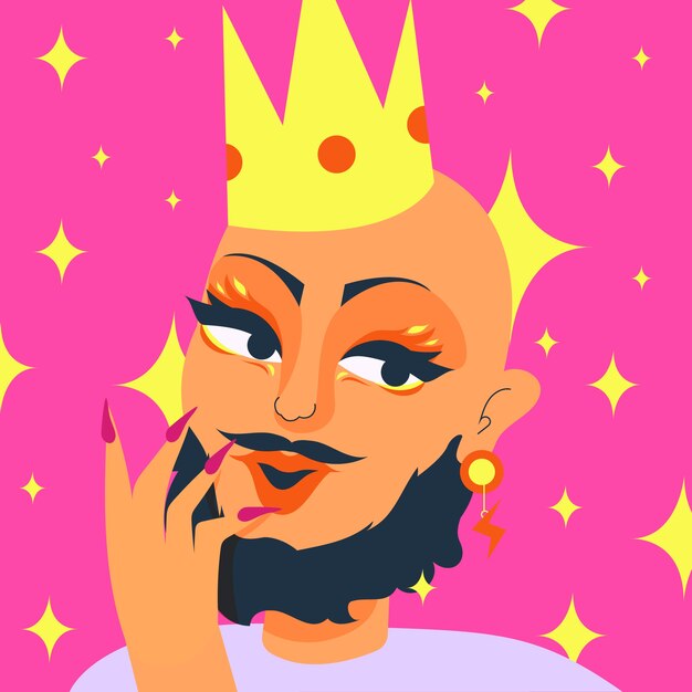 Illustrazione della drag queen disegnata a mano