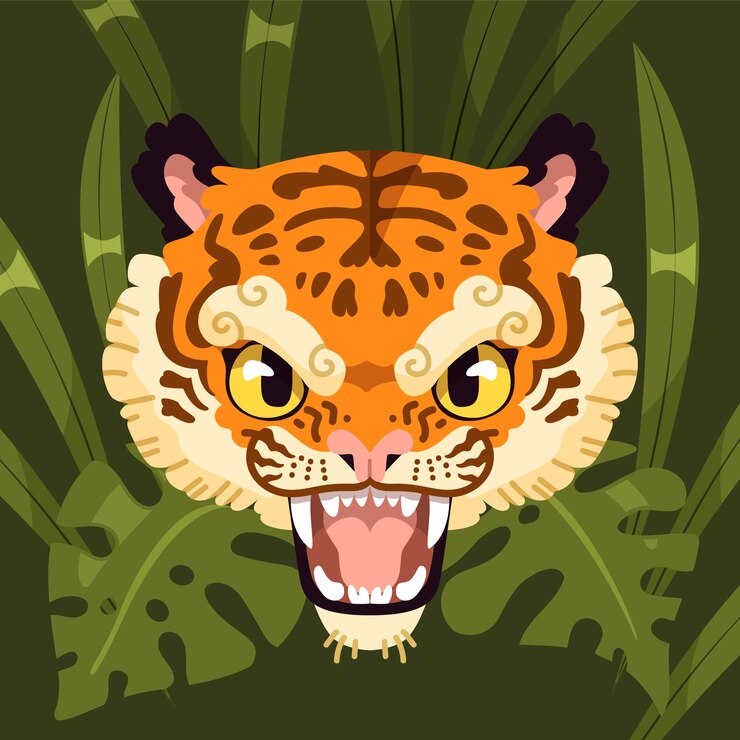 Vettore gratuito illustrazione della faccia della tigre di design piatto