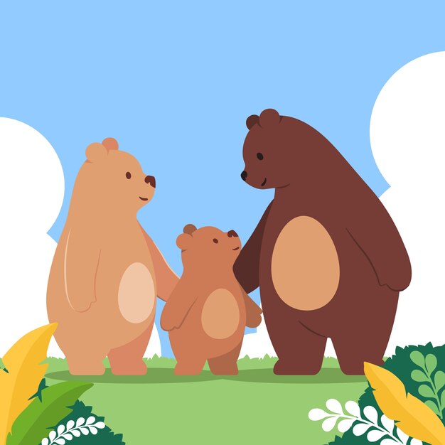 Illustrazione della famiglia dell'orso di design piatto