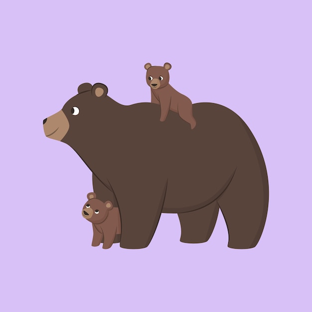 Illustrazione della famiglia dell'orso disegnato a mano