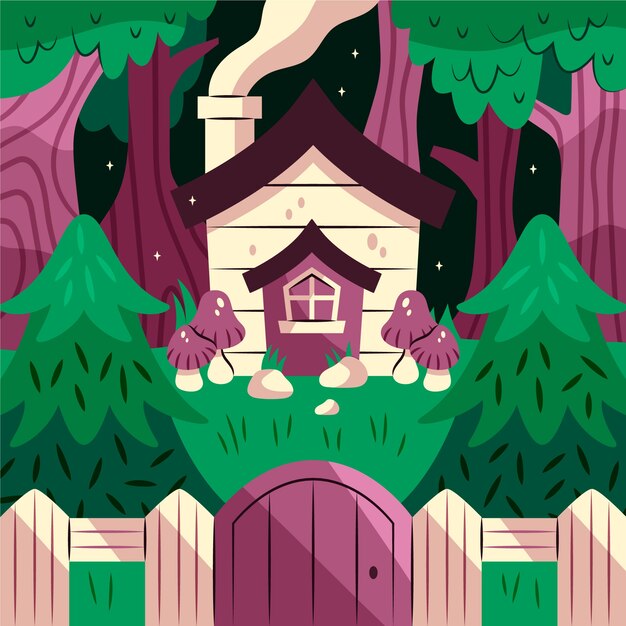 Illustrazione della foresta incantata disegnata a mano