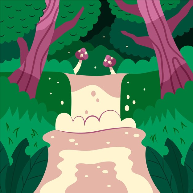 Illustrazione della foresta incantata disegnata a mano