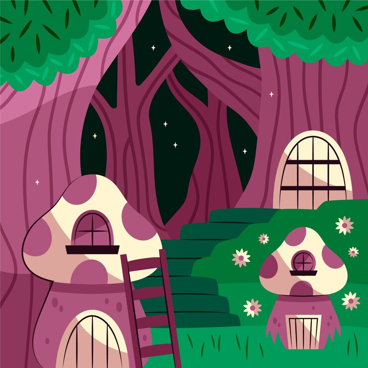 Vettore gratuito illustrazione della foresta incantata disegnata a mano