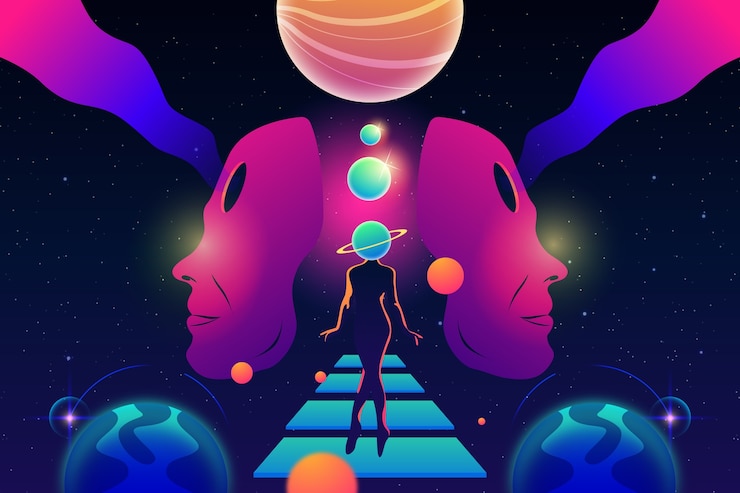 Vettore gratuito illustrazione della galassia surrealista sfumata