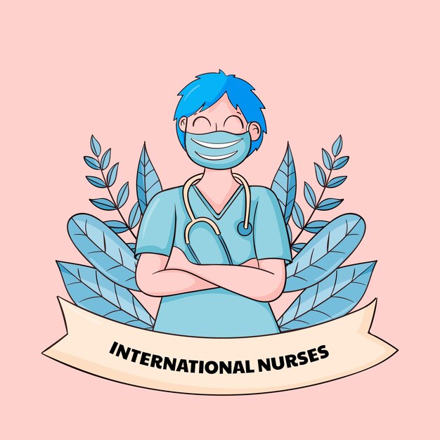 Illustrazione della giornata internazionale degli infermieri disegnata a mano