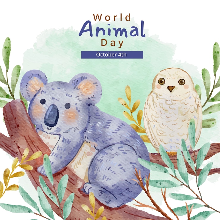 Vettore gratuito illustrazione della giornata mondiale degli animali dell'acquerello