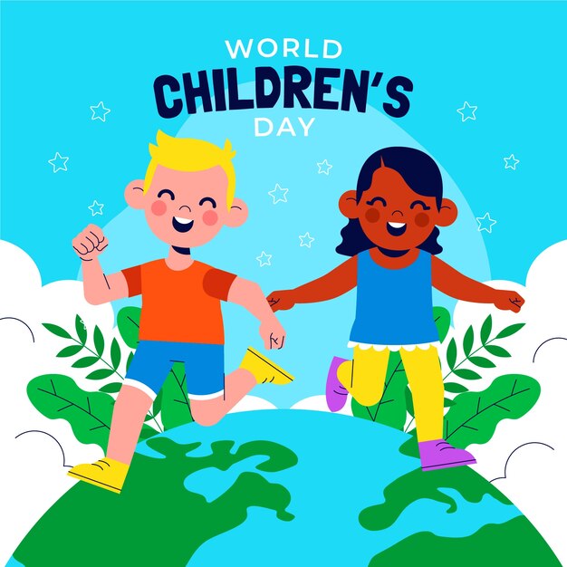 Illustrazione della giornata mondiale dei bambini piatta