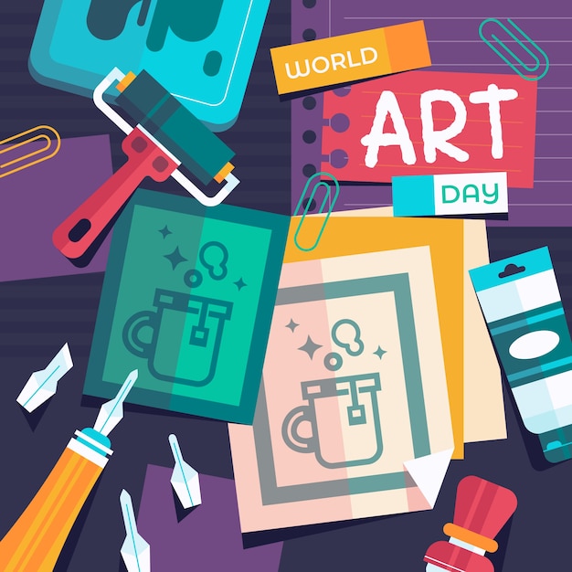 Illustrazione della giornata mondiale dell'arte piatta