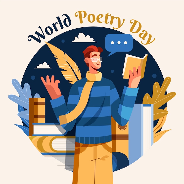 Vettore gratuito illustrazione della giornata mondiale della poesia piatta