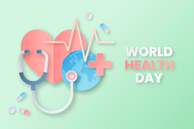 Illustrazione della giornata mondiale della salute in stile carta